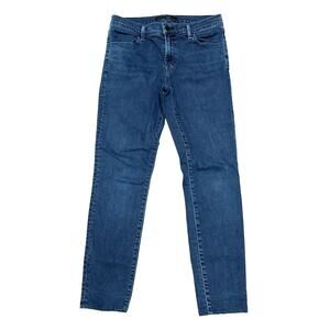 J Brand High Rise Pinstripe Skinny Jeans Womens Size 28 Blue Cotton Y2K Chic